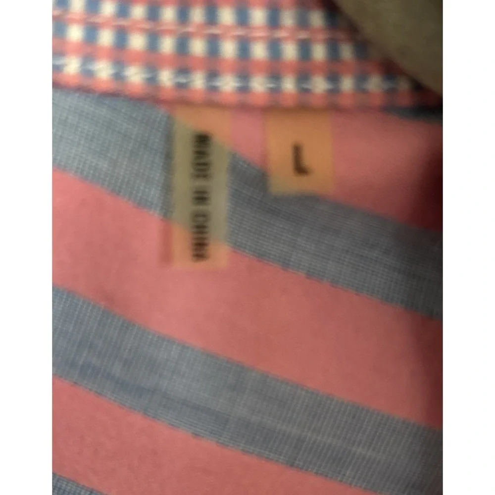 Bugatchi Long Sleeve Button Up Shirt Flip Cuff  Stripe Men's Large Shaped Fit‎
